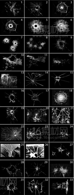 33种破碎的玻璃效果图笔刷下载 33种破碎的玻璃效果图笔刷下载